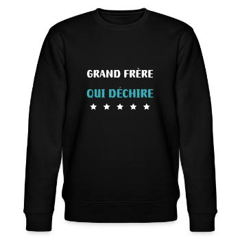 grand frère qui déchire personnalisé - Sweat bio CHANGER Stanley/Stella Unisexe - noir - Devant - Nik (191cm) & Marisol (170cm)