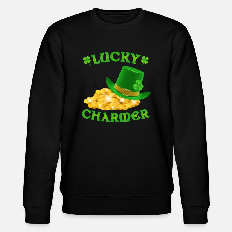 Lucky Charmer St Patricks Day - Stanley/Stella Unisex Bio-Sweatshirt CHANGER  - Schwarz