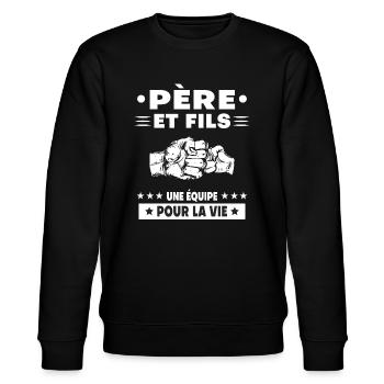 père et fils duo homme assortis papa - Sweat bio CHANGER Stanley/Stella Unisexe - noir - Devant - Nik (191cm) & Marisol (170cm)