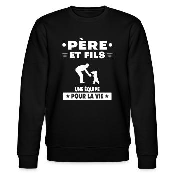 père et fils duo homme papa cadeau fête des pères - Sweat bio CHANGER Stanley/Stella Unisexe - noir - Devant - Nik (191cm) & Marisol (170cm)