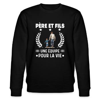 papa père et fils équipe duo homme fête des pères - Sweat bio CHANGER Stanley/Stella Unisexe - noir - Devant - Nik (191cm) & Marisol (170cm)
