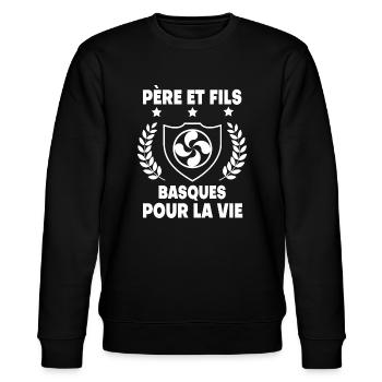 père et fils basque papa fête des pères - Sweat bio CHANGER Stanley/Stella Unisexe - noir - Devant - Nik (191cm) & Marisol (170cm)
