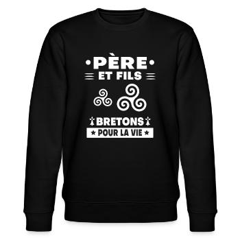 père et fils papa bretagne breton - Sweat bio CHANGER Stanley/Stella Unisexe - noir - Devant - Nik (191cm) & Marisol (170cm)