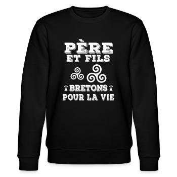 père et fils papa breton bretagne breizh - Sweat bio CHANGER Stanley/Stella Unisexe - noir - Devant - Nik (191cm) & Marisol (170cm)