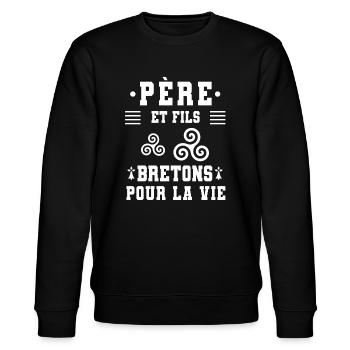 père et fils papa breton bretagne triskel - Sweat bio CHANGER Stanley/Stella Unisexe - noir - Devant - Nik (191cm) & Marisol (170cm)