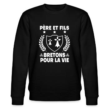 père et fils bretagne papa triskel breton - Sweat bio CHANGER Stanley/Stella Unisexe - noir - Devant - Nik (191cm) & Marisol (170cm)