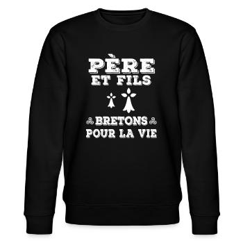 père et fils papa bretagne breton breizh - Sweat bio CHANGER Stanley/Stella Unisexe - noir - Devant - Nik (191cm) & Marisol (170cm)