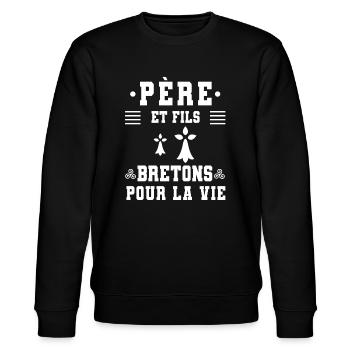 père et fils papa bretagne breton triskel - Sweat bio CHANGER Stanley/Stella Unisexe - noir - Devant - Nik (191cm) & Marisol (170cm)