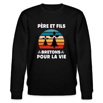 père et fils vintage bretagne papa breton - Sweat bio CHANGER Stanley/Stella Unisexe - noir - Devant - Nik (191cm) & Marisol (170cm)