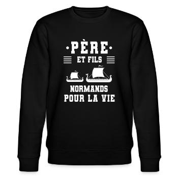 père et fils normand normandie - Sweat bio CHANGER Stanley/Stella Unisexe - noir - Devant - Nik (191cm) & Marisol (170cm)