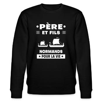 père et fils normand normandie papa - Sweat bio CHANGER Stanley/Stella Unisexe - noir - Devant - Nik (191cm) & Marisol (170cm)
