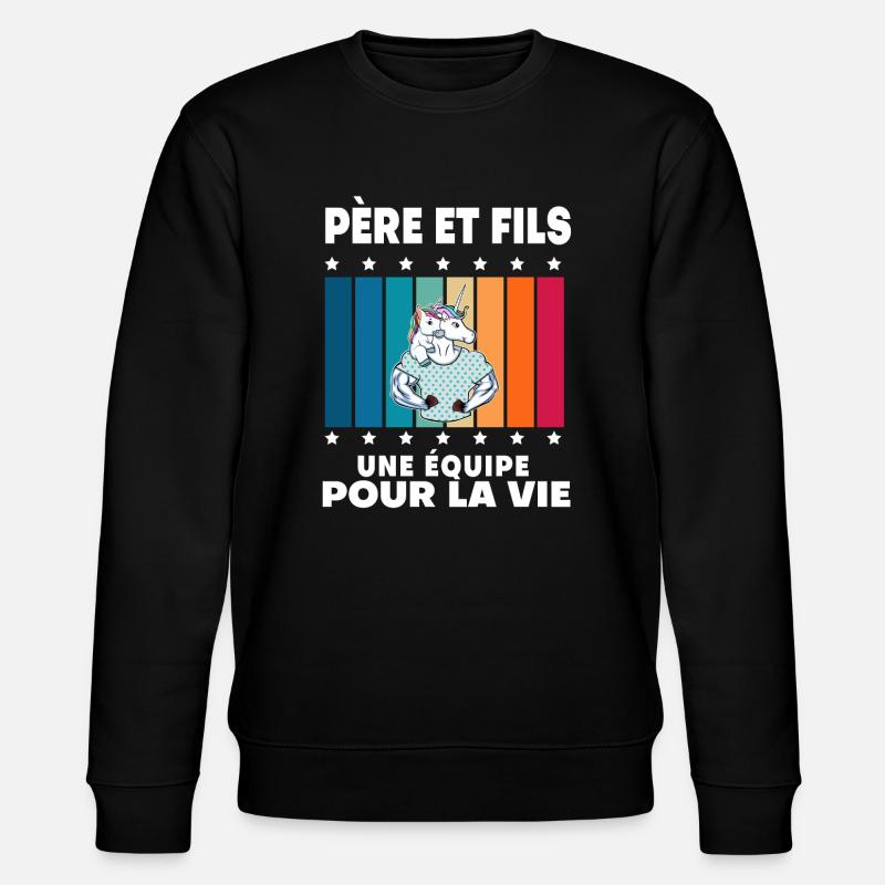 Vater und Sohn Einhorn Mann Vintage Geschenk Papa - Stanley/Stella Unisex Bio-Sweatshirt CHANGER  - Schwarz