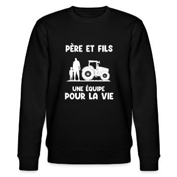 Father and Son Farmer Team for Life Dad - Stanley/Stella CHANGER Unisex Organic Sweatshirt - black - Front - Nik (191cm) & Marisol (170cm)