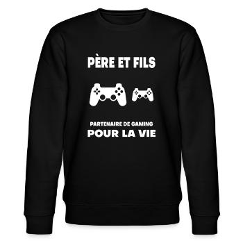 Gaming Father and Son Partner Duo Gamer Dad - Stanley/Stella CHANGER Unisex Organic Sweatshirt - black - Front - Nik (191cm) & Marisol (170cm)