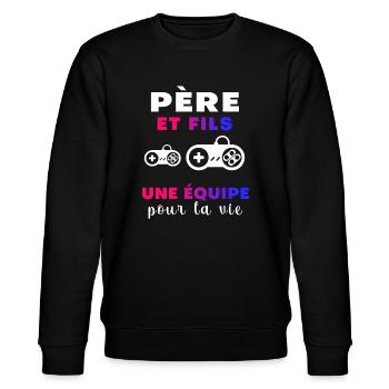 Gamer Father and Son Gaming Dad - Stanley/Stella CHANGER Unisex Organic Sweatshirt - black - Front - Nik (191cm) & Marisol (170cm)