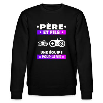 Vater und Sohn Gamer Duo Mann Team Papa Gaming - Stanley/Stella Unisex Bio-Sweatshirt CHANGER  - Schwarz - Vorne - Nik (191cm) & Marisol (170cm)