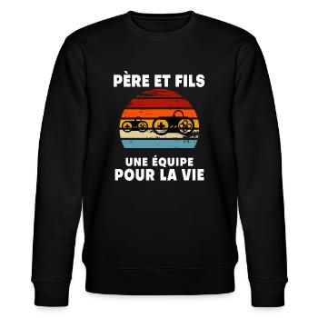 père fils gamer vintage rétro sunset papa gaming - Sweat bio CHANGER Stanley/Stella Unisexe - noir - Devant - Nik (191cm) & Marisol (170cm)