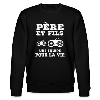 Father & Son Gamer Team For Life Gaming Dad - Stanley/Stella CHANGER Unisex Organic Sweatshirt - black - Front - Nik (191cm) & Marisol (170cm)
