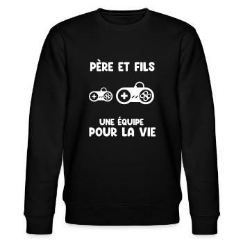 Father and Son Gamer Team for Life Gaming Dad - Stanley/Stella CHANGER Unisex Organic Sweatshirt - black - Front - Nik (191cm) & Marisol (170cm)
