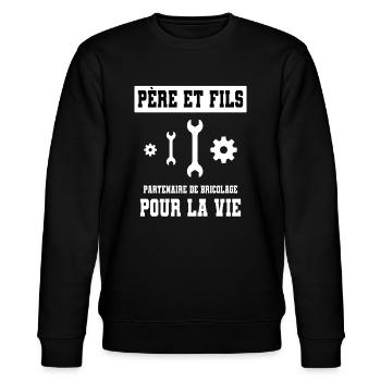 bricolage père et fils duo homme papa - Sweat bio CHANGER Stanley/Stella Unisexe - noir - Devant - Nik (191cm) & Marisol (170cm)