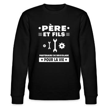père et fils bricolage duo homme papa - Sweat bio CHANGER Stanley/Stella Unisexe - noir - Devant - Nik (191cm) & Marisol (170cm)