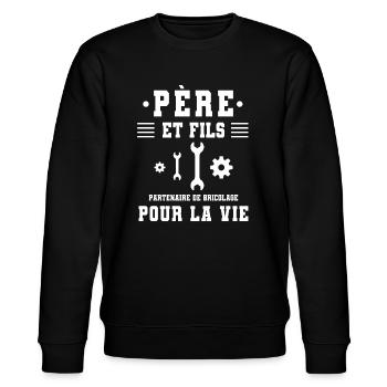 père fils bricolage papa - Sweat bio CHANGER Stanley/Stella Unisexe - noir - Devant - Nik (191cm) & Marisol (170cm)