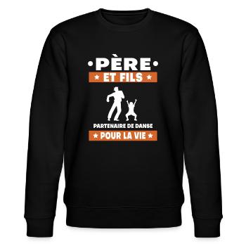 Vater und Sohn tanzen Duett Mann Partner Papa - Stanley/Stella Unisex Bio-Sweatshirt CHANGER  - Schwarz - Vorne - Nik (191cm) & Marisol (170cm)