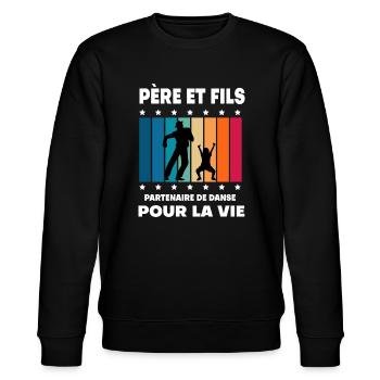 père et fils danse homme vintage papa - Sweat bio CHANGER Stanley/Stella Unisexe - noir - Devant - Nik (191cm) & Marisol (170cm)