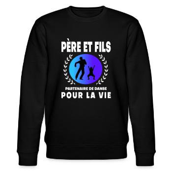 père fils danse rétro vintage homme papa - Sweat bio CHANGER Stanley/Stella Unisexe - noir - Devant - Nik (191cm) & Marisol (170cm)