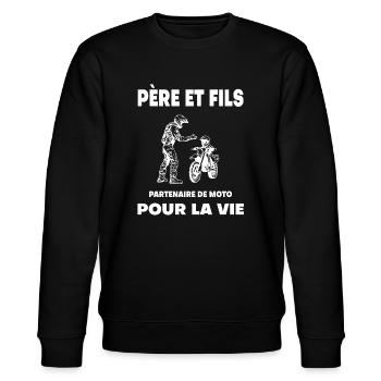 moto père et fils duo homme partenaire papa motard - Sweat bio CHANGER Stanley/Stella Unisexe - noir - Devant - Nik (191cm) & Marisol (170cm)