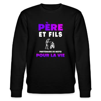père fils moto duo homme partenaire papa motard - Sweat bio CHANGER Stanley/Stella Unisexe - noir - Devant - Nik (191cm) & Marisol (170cm)