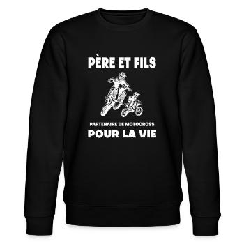 motocross père et fils duo homme partenaire motard - Sweat bio CHANGER Stanley/Stella Unisexe - noir - Devant - Nik (191cm) & Marisol (170cm)