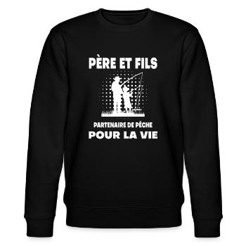 pêche père et fils homme partenaire papa pêcheur - Sweat bio CHANGER Stanley/Stella Unisexe - noir - Devant - Nik (191cm) & Marisol (170cm)