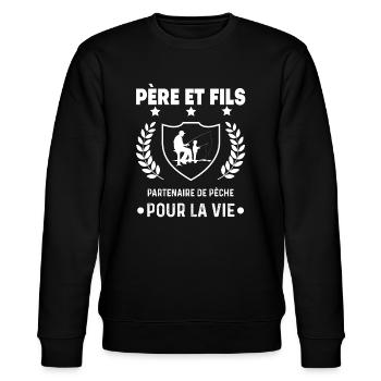 pêche père et fils partenaire père papa pêcheur - Sweat bio CHANGER Stanley/Stella Unisexe - noir - Devant - Nik (191cm) & Marisol (170cm)