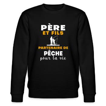 pêche père et fils papa pêcheur - Sweat bio CHANGER Stanley/Stella Unisexe - noir - Devant - Nik (191cm) & Marisol (170cm)