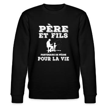 père et fils pêche partenaire papa pêcheur - Sweat bio CHANGER Stanley/Stella Unisexe - noir - Devant - Nik (191cm) & Marisol (170cm)