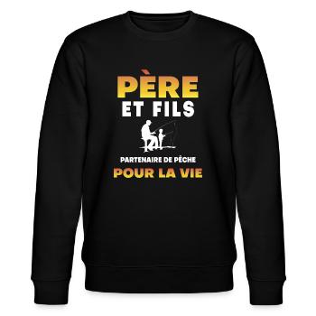 père fils pêche partenaire vie papa pêcheur - Sweat bio CHANGER Stanley/Stella Unisexe - noir - Devant - Nik (191cm) & Marisol (170cm)