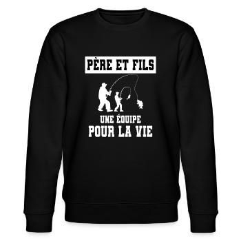 pêche père et fils duo homme papa pêcheur - Sweat bio CHANGER Stanley/Stella Unisexe - noir - Devant - Nik (191cm) & Marisol (170cm)