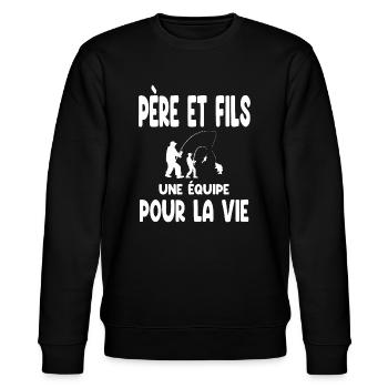 pêche père et fils équipe pour la vie papa pêcheur - Sweat bio CHANGER Stanley/Stella Unisexe - noir - Devant - Nik (191cm) & Marisol (170cm)