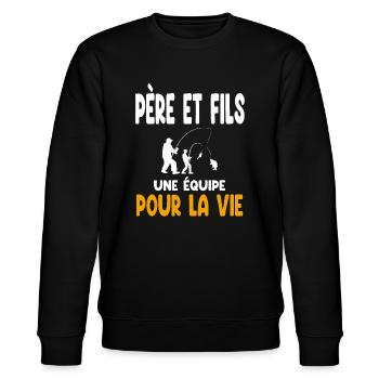 pêche père et fils équipe vie papa pêcheur - Sweat bio CHANGER Stanley/Stella Unisexe - noir - Devant - Nik (191cm) & Marisol (170cm)