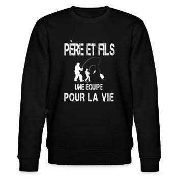père et fils pêche papa pêcheur - Sweat bio CHANGER Stanley/Stella Unisexe - noir - Devant - Nik (191cm) & Marisol (170cm)