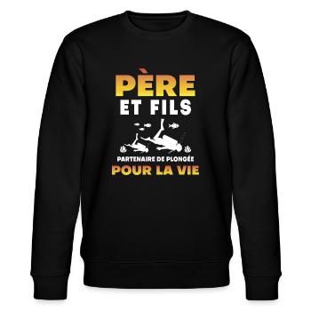 père fils plongée partenaire vie papa plongeur - Sweat bio CHANGER Stanley/Stella Unisexe - noir - Devant - Nik (191cm) & Marisol (170cm)
