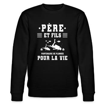 père fils plongée papa plongeur - Sweat bio CHANGER Stanley/Stella Unisexe - noir - Devant - Nik (191cm) & Marisol (170cm)