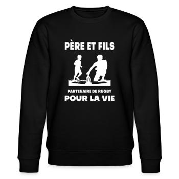 rugby père et fils duo homme partenaire papa - Sweat bio CHANGER Stanley/Stella Unisexe - noir - Devant - Nik (191cm) & Marisol (170cm)