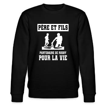 rugby père et fils duo homme papa rugbyman - Sweat bio CHANGER Stanley/Stella Unisexe - noir - Devant - Nik (191cm) & Marisol (170cm)