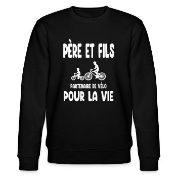 vélo père et fils partenaire pour la vie papa - Sweat bio CHANGER Stanley/Stella Unisexe - noir - Devant - Nik (191cm) & Marisol (170cm)