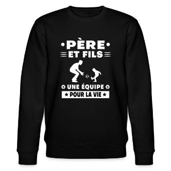 père et fils football duo homme papa - Sweat bio CHANGER Stanley/Stella Unisexe - noir - Devant - Nik (191cm) & Marisol (170cm)