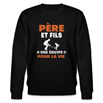 père fils football duo homme papa - Sweat bio CHANGER Stanley/Stella Unisexe - noir - Devant - Nik (191cm) & Marisol (170cm)