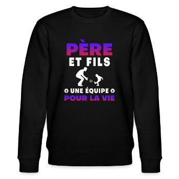 père fils football équipe pour la vie papa - Sweat bio CHANGER Stanley/Stella Unisexe - noir - Devant - Nik (191cm) & Marisol (170cm)