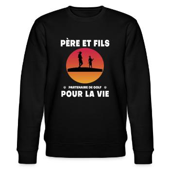 Father and Son Golf Retro Vintage Dad Golfer - Stanley/Stella CHANGER Unisex Organic Sweatshirt - black - Front - Nik (191cm) & Marisol (170cm)